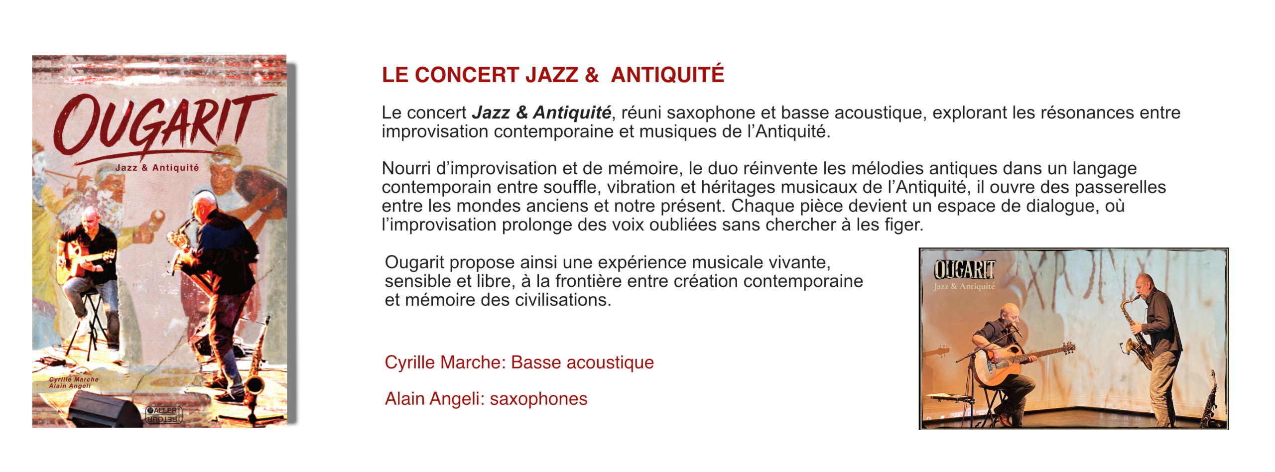 Bandeau Ougarit Jazz et Antiquité Cyrille Marche Alain Angeli