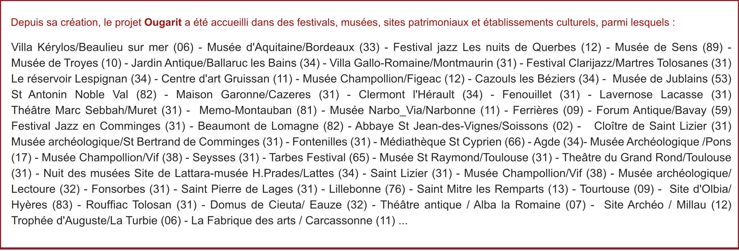 Bandeau lieux de concerts ougarit l note antique